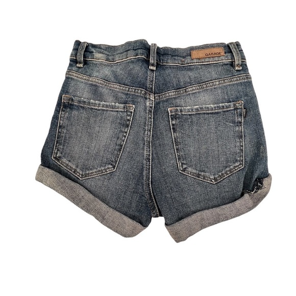 Garage Retro High Waisted Distressed Cuffed Hem Jean Shorts Size 1 Women’s - Picture 3 of 8